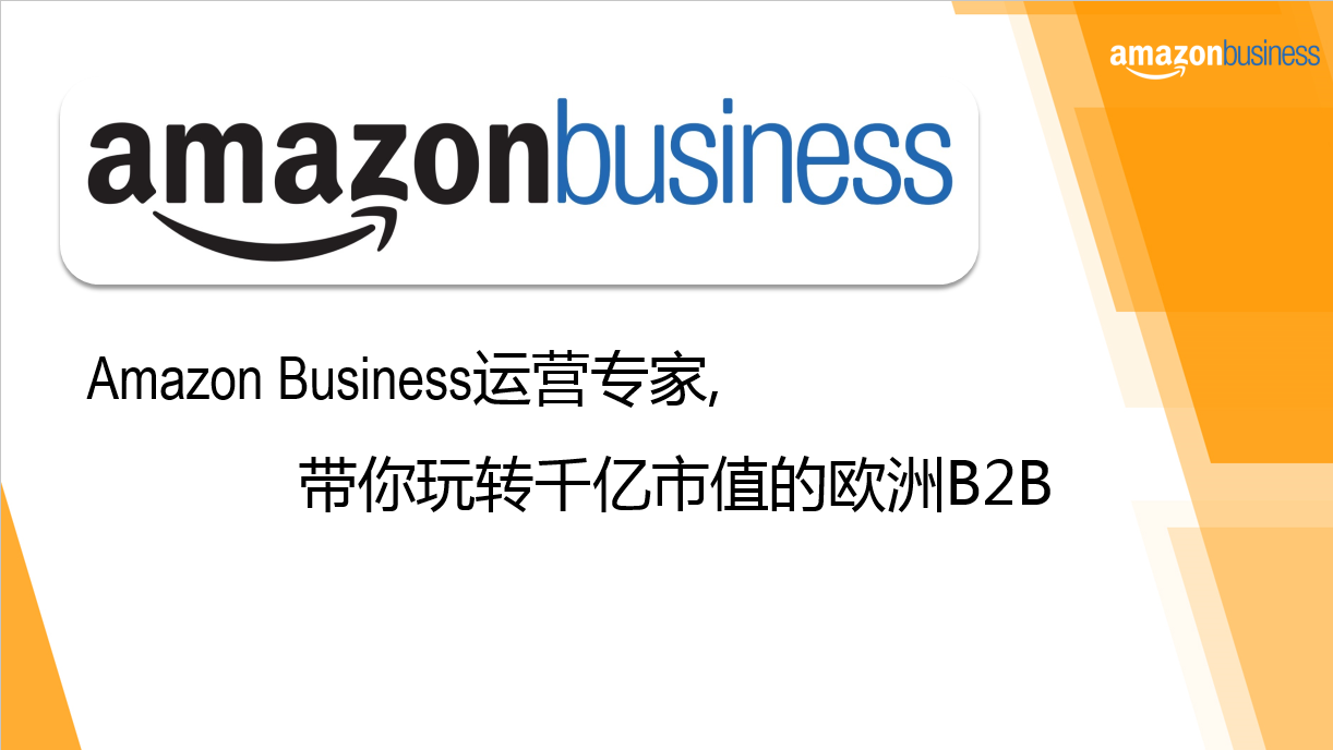 Amazon Business运营专家, 带你玩转千亿市值的欧洲B2B